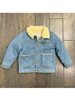 Zara Baby Sherpa Lined Denim Jacket 18-24M Blue Trucker Coat